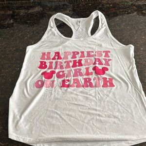White Tank Top with Pink Graphic